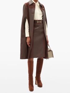 Gucci Horsebit Leather A-Line Skirt 44 IT