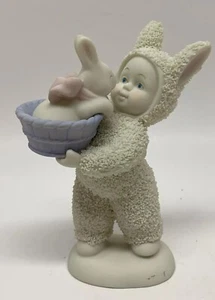 Department 56 Snowbunnies A Basket Of Love White Porcelain Bisque Figurine 2002 - Picture 1 of 7