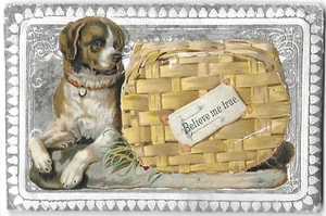 Impresionante Tarjeta de Felicitación Victoriana San Bernardo Perro Cachorros Oculta Bajo Pestaña Acolchada - Imagen 1 de 3