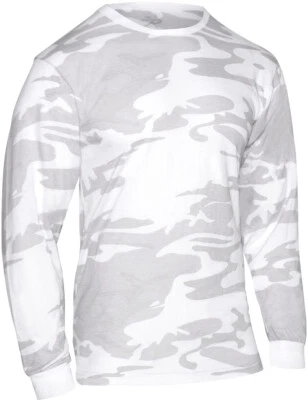 Camo Long Sleeve T-Shirt Tactical Military Crew Tee Undershirt Army Camouflage - Image 1 of 4