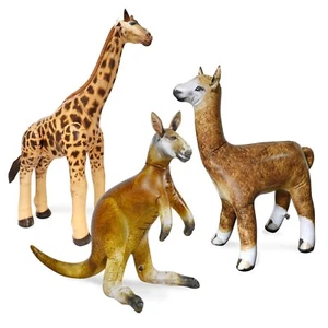 Jet Creations 3PK Inflatable Animals Kangaroo Giraffe Alpaca Birthday Party Toy - Picture 1 of 8