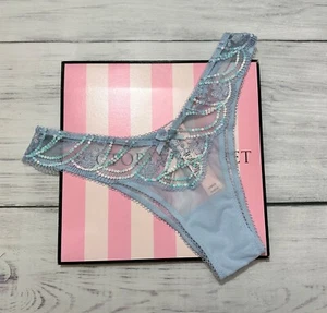 Victoria’s Secret Dream Angels Iridescent Embroidery Brazilian Panty Blue - Picture 1 of 3