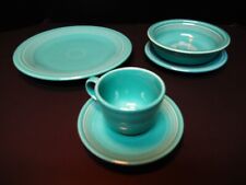 VINTAGE FIVE PIECE HOMER LAUGHLIN FIESTAWARE IN TURQUOISE SINGLE SETTING