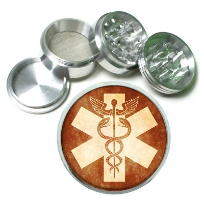 Medical Shield Rs1 Themed Aluminum Herb Grinder 63mm 4 Piece Hand Mueller - Image 1 of 3