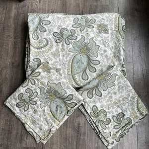 Pottery Barn Charlie Paisley KING Duvet Cover 2 Euro Shams Blue Green Og Cotton - Picture 1 of 6