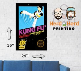 Kung Fu NES Black Box Art Poster NINTENDO Multiple Sizes 11x17-24x36