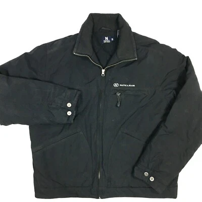 De Colección Años 90 NAUTICA Jeans Hombres Negro Nylon Puffer TRUCKER Chaqueta Invierno Acolchado Abrigo Foto 1 de 4