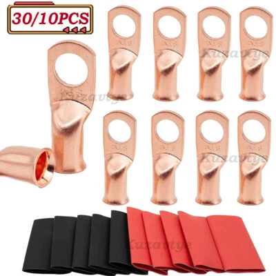 30/10PCS Battery Cable Ends Ring Terminals Connectors with Heat Shrink Tubing - Image 1 of 4
