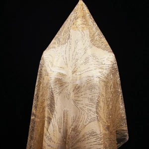 Mesh Sequin Lace Fabric Shiny for Wedding Evening Dress DIY Curtain Tulle - Picture 1 of 14