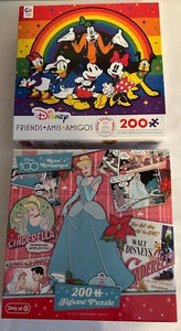 2 Ceaco 200 Large Pc Puzzles-Disney's Cinderella and Mickey Mouse & Gang Pride - Picture 1 of 3