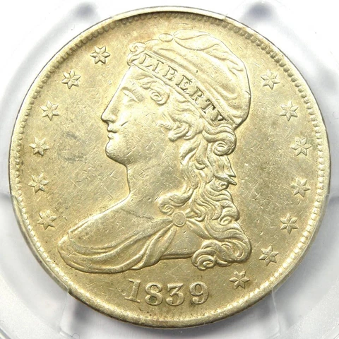 1839 Capped Bust Half Dollar 50C - Certified PCGS AU Details - Rare Date Coin! Cover