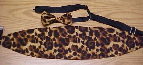 CUSTOM MADE GROOVY EXOTIC LEOPARD PRINT VINTAGE TUXEDO CUMMERBUND & BOW TIE - Image 1 of 1