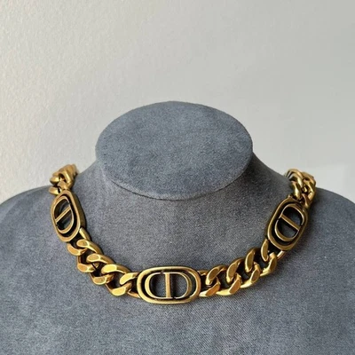 Dije CD Gargantilla Collar Firma Alta Moda Antiguo Oro Gargantilla Cubana Foto 1 de 4