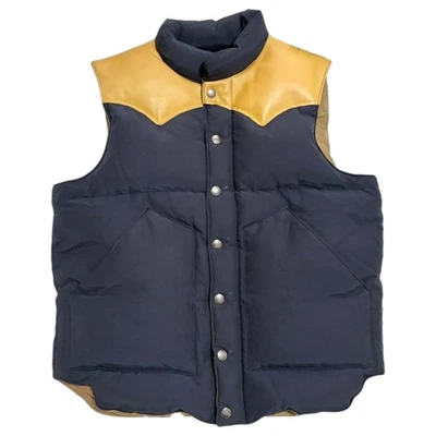 SUGAR CANE Leather Yoke Western Down Vest SC12340 Navy Beige M F/S - Image 1 of 4