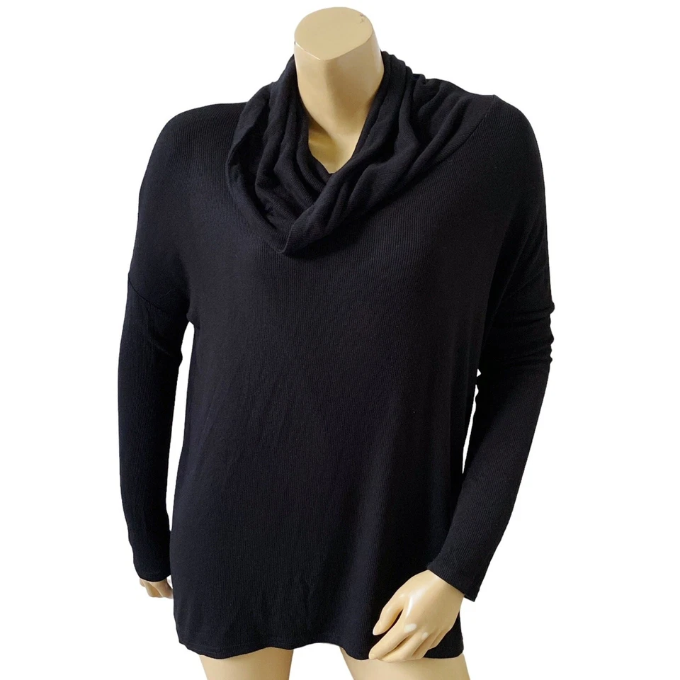 Camisa túnica Jack BB DAKOTA para mujer talla pequeña negra acanalada capucha cuello alto Foto 1 de 4