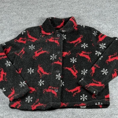Vacaciones de Navidad Talla M Vellón Festivo Botón Chaqueta Cárdigan Reno Copo de Nieve Foto 1 de 4