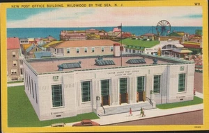 New Post Office Building Wildwood by the Sea New Jersey Linen Postcard - Picture 1 of 2