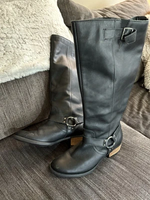 Lane Bryant Leather Riding Knee High Black Boots Size 11W Sienna Wide Width Calf - Image 1 of 4