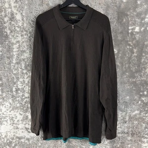 Tommy Bahama Size L Island Soft 1/4 Zip Sweater Brown Long Sleeve Collar - Picture 1 of 5