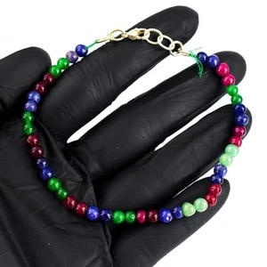 Awesome Ruby, Emerald & Sapphire 31.00 Cts Beaded Excellent Bracelet VK 49 E702 - Picture 1 of 3