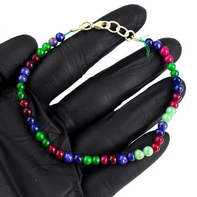 Awesome Ruby, Emerald & Sapphire 31.00 Cts Beaded Excellent Bracelet VK 49 E702 - Image 1 of 3