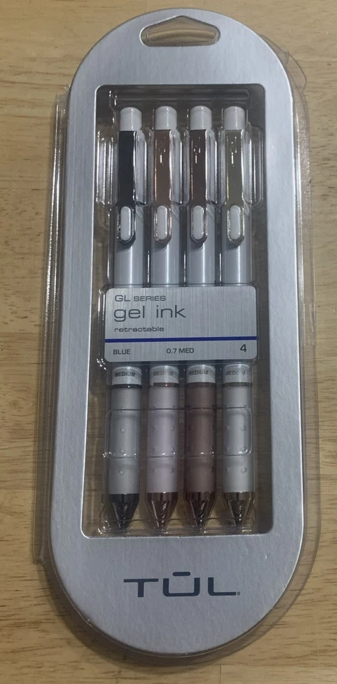 2 TUL Limited Edition GEL Pen Bronze & Silver Medium Ballpoint 7mm Blue Ink