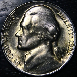 1953 S Jefferson Nickel 5c US Münze San Francisco Mint BU - Bild 1 von 2