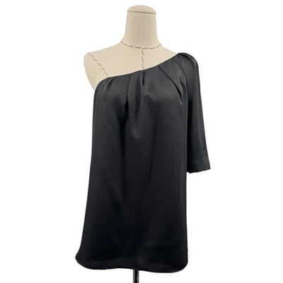 Club Monaco Black One Shoulder Lined Blouse Loose Fit One Sleeve Womens Size 8 - Image 1 of 4