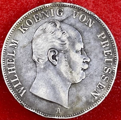 1861-A Germany Prussia 1 Thaler Large Silver Coin! Rim Bump - Image 1 of 2