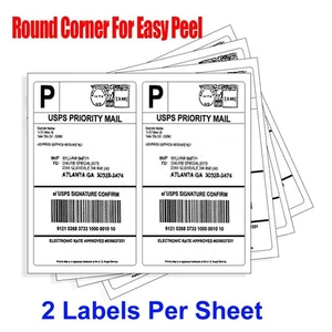 Round Corner 200-10000 Half Sheet Shipping Labels Self Adhesive For Paypal - Picture 1 of 5
