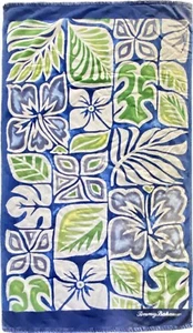 Tommy Bahama Beach Towel Oversized Vintage Blue Hawaiian Flowers - Picture 1 of 4
