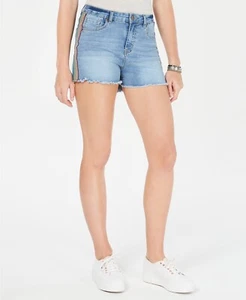 dollhouse Juniors Denim Rainbow Stripe Cutoff Shorts Size:1 Color:Midtown Blue - Picture 1 of 2