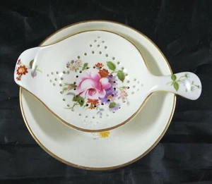 FABULOUS VINTAGE ROYAL CROWN DERBY POSIES TEA STRAINER & BOWL ST# 19088, 19390 - Picture 1 of 3