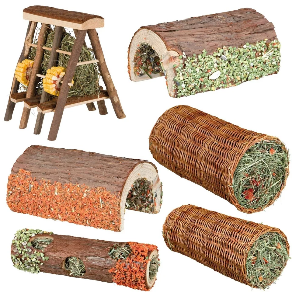 TRIXIE PURE NATURE Weidentunnel Röhrentunnel mit Heu Kleintiere