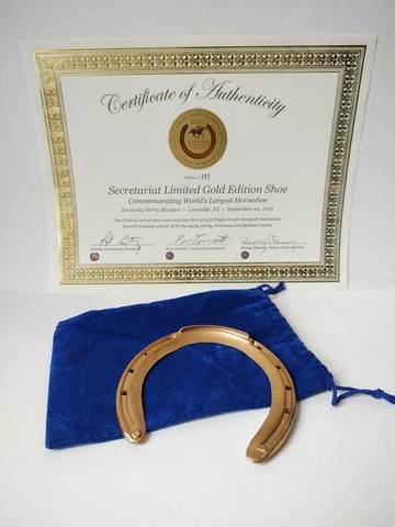 Secretariat Limited Edition Gold horse shoe #137/250 pieces w/ coa horse racing Cover
