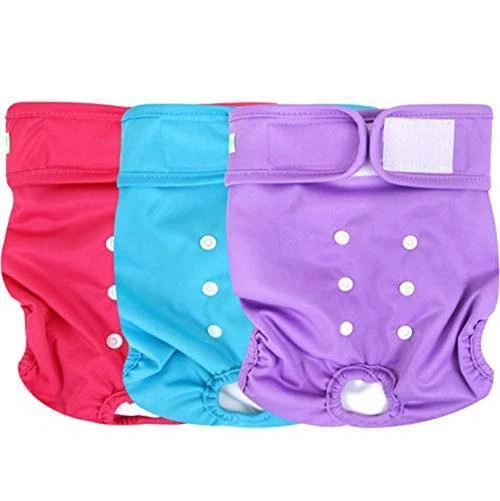 Dog Diapers Wegreeco 3 Pcs Large Females Washable 14 to 19 Inches Waist Line