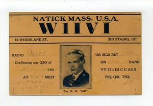 Postal de radio Natick MA Mass 1937, imagen OP Sid Stadig, 12 Woodland Street - Imagen 1 de 2