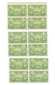 THREE Plate Blocks of 4 stamps - Scott 785 - 1 cent - Mount Vernon 1936 MNH OG - Picture 1 of 1