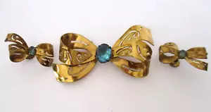 Vintage Coro signierte Schleife Brosche & passende Ohrringe Set grün Strass - Bild 1 von 3