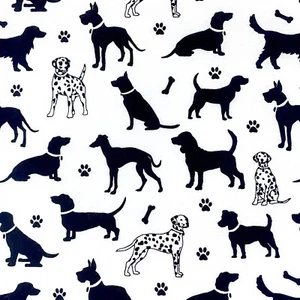 941. Tela 100 % algodón blanco para perros negros. Precio por 1/2 metro - Imagen 1 de 2