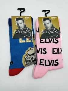 Elvis Presley 2 Paia Calze Crew Licenza Ufficiale Donna Canto con Chitarra - Foto 1 di 2