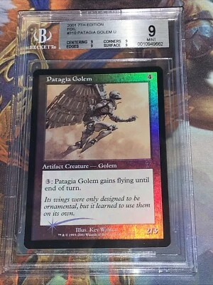 2001 Magic: The Gathering Patagia Golem 310 Core Set 7th Edition Foil BGS Mint 9 - Image 1 of 4