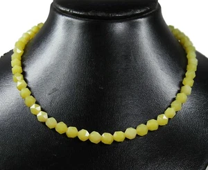 Heilstein Gelber Chalcedon Edelsteinkette Halskette Sechseck im Kreuzschliff - Bild 1 von 4