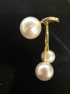 Kunstperlen Hänger goldfarben Vintage Kostüm Anstecknadel Brosche GROSS j1 - Bild 1 von 5