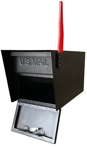 Secure Residential Post-Mounted Mailbox Black Color with Lock and Key