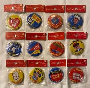 Your Choice - Vintage Japan 2 Metal Pinback Novelty Buttons 1950s 1960s - Picture 1 of 1