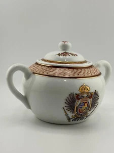 Antique Porcelain Sugar Bowl ~ Imperial Austrian Eagle ~ 19th Century - Picture 1 of 17