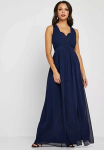 LITTLE MISTRESS Raisa Blue Lace Back Maxi DRESS Size UK 16 Au 14 BNWT NEW Event - Foto 1 di 10