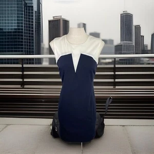 Armani Jeans Navy & Ivory Dress Size 42/6 Summer Wedding Career Date Night - Picture 1 of 7