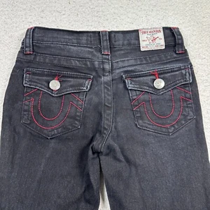 True Religion Jeans Boys 8 Black Ricky Relaxed Fit Straight Leg Adjustable Waist - Picture 1 of 10